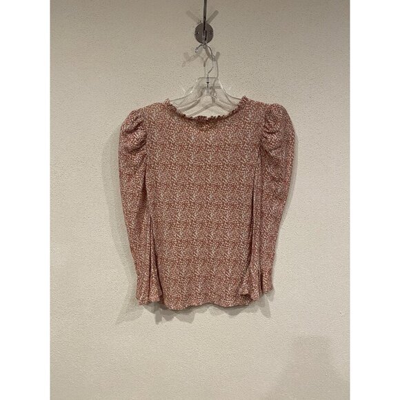 Nation LTD Vella Edwardian Top Womens XS Pink White Animal Print Puff Sleeve - Picture 5 of 5